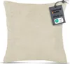 A cushion cover is shown against a white background with a tag attached to its corner. Produktbild-Vorschau