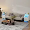 2x LED Nachttisch mit Ladestation,Front Hochglanz Produktbild-Vorschau 3