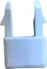 A close-up studio shot of a single light blue plastic clip. Produktbild-Vorschau