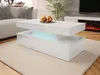 A modern white coffee table with LED lighting in a living room setting. Produktbild-Vorschau