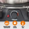 Close-up of the control panel of a fondue set, showing a temperature dial, indicator light, and feature icons. Produktbild-Vorschau