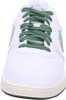 A close-up front view of a white Nike sneaker with green laces and green Nike swoosh. Produktbild-Vorschau