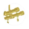 Close-up view of a double curtain rod system with rings and clips. Produktbild-Vorschau