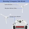 Collage showing parts of a robot vacuum cleaner, specifically the side brushes and the underside of the vacuum. Produktbild-Vorschau