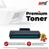 A printer and a toner cartridge are shown with marketing text and icons. Produktbild-Vorschau