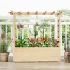 A wooden raised garden bed with plants and hanging baskets on a deck. Anteprima dell’immagine prodotto