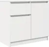 A white sideboard with a drawer and a cabinet door. Voir les images du produit