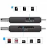 A product image showing a USB-C card reader with multiple slots for different types of memory cards. It also displays examples of various memory cards that can be used with the device. Produktbild-Vorschau