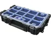 A black organizer box with multiple clear compartments and a blue interior, shown from a slightly elevated angle. Náhled obrázku produktu