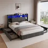 Letto in lino grigio UnboxG 140x200 cm con pratici Anteprima dell’immagine prodotto 9