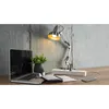 A desk setup with a laptop, a desk lamp, a power strip with USB ports, and a smartphone. Produktbild-Vorschau