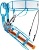 Petzl Altitude Hüftgurt in Weiß und Blau mit orangefarbenem Eisschraubenhalter und silbernem Karabiner Podgląd zdjęcia produktu