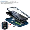 A phone case with a card slot is shown with a credit card being inserted. Produktbild-Vorschau