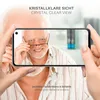 A person is holding a smartphone displaying a close-up of an older man's face, with text overlays highlighting product features. Produktbild-Vorschau