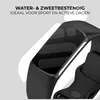 Close-up of a black fitness tracker band with text overlay. Produktbild-Vorschau