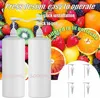Two white pump bottles are shown in front of a colorful background of various fruits. Produktbild-Vorschau