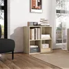 A cube bookshelf with books, decorative items, and storage boxes. Náhľad obrázku produktu