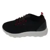 A side view of a black Geox sneaker with red laces and a white sole. Produktbild-Vorschau