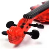 A close-up view of the headstock and tuning pegs of a red toy violin. Produktbild-Vorschau