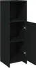 A black cabinet with three shelves and one open door. Náhled obrázku produktu