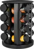 A black spice rack organizer with multiple glass jars filled with spices. Produktbild-Vorschau