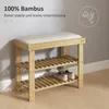 HOMCOM Lavica na topánky so sedadlom, bambusová lavica s Náhľad obrázku produktu 6
