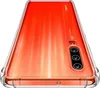 A clear, professional shot of a transparent phone case on an orange Huawei P30 phone, presented on a white background. Produktbild-Vorschau