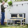 PawHut Hasenstall 2 Ebenen mit klappbar Dach Kaninchenstall Produktbild-Vorschau 3