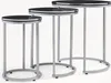 A set of three round nesting tables with black marble tops and gray metal frames are displayed against a white background. Anteprima dell’immagine prodotto