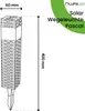 A diagram of a solar garden light with dimensions and product information. Náhled obrázku produktu