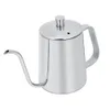 A stainless steel gooseneck kettle with a lid and handle, shown against a white background. Anteprima dell’immagine prodotto
