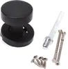 A black door knob and its hardware components are displayed against a white background. Podgląd zdjęcia produktu