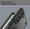 Close-up view of a black phone case, showing its side buttons and camera module. Náhled obrázku produktu