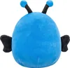 A blue plush toy with black antennae and wings, viewed from the back. Produktbild-Vorschau