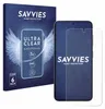 A product shot of a phone screen protector packaging and a phone with a screen protector applied. Produktbild-Vorschau
