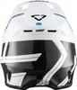 The back view of a white and black motocross helmet with carbon fiber accents. Produktbild-Vorschau