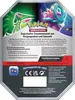 The back of a Pokemon trading card game tin box, showing product details and artwork. Produktbild-Vorschau