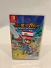 A Nintendo Switch game case for "Mario & Rabbids Kingdom Battle" is shown, with a price sticker on it. Produktbild-Vorschau