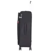 A side view of a black American Tourister suitcase with wheels and a retractable handle. Produktbild-Vorschau