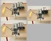 Three views of a pasta making machine with a yellow handle attached. Produktbild-Vorschau