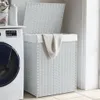 vidaXL Kôš na bielizeň s vekom biely 46x33x60 cm polyratan Náhľad obrázku produktu 2