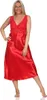 Damen Negligé Satin Nachtkleid Reizwäsche mit Spitze; Rot/L Produktbild-Vorschau 1