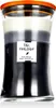 A three-layered scented candle in a glass jar with an orange lid. Voir les images du produit