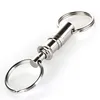 A silver metal keychain connector with two keyrings attached, shown against a white background. Produktbild-Vorschau