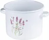A white enamel pot with a lavender design and the word 'lavender' printed on it. Podgląd zdjęcia produktu
