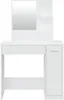A white vanity table with a mirror and storage compartments, shown against a white background. Anteprima dell’immagine prodotto