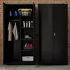An open black metal cabinet filled with various items, next to a closed black metal cabinet. Anteprima dell’immagine prodotto