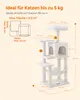 Diagram showing the dimensions and features of a cat tree. Produktbild-Vorschau