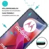 A close-up view of a smartphone screen protector, highlighting its compatibility with protective cases. Produktbild-Vorschau