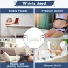 Collage of images showing different people using a bath seat/shower shelf. Voir les images du produit